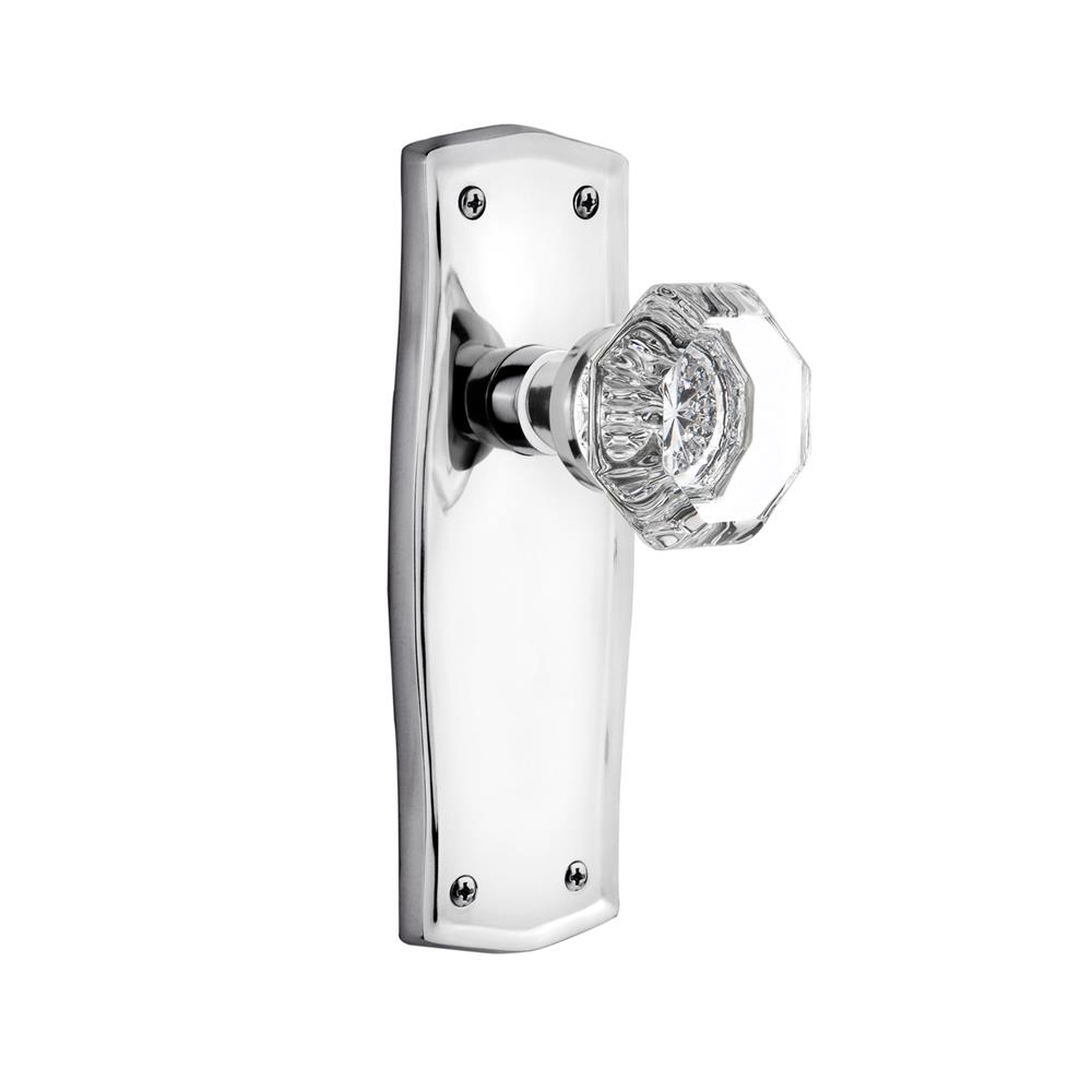 Nostalgic Warehouse PRAWAL Complete Passage Set Without Keyhole Prairie Plate with Waldorf Knob in Bright Chrome
